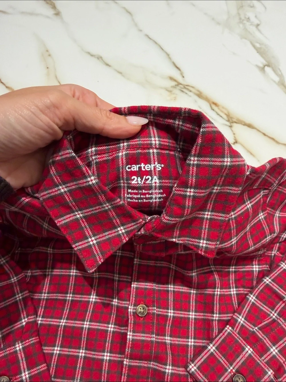Carter's Red Plaid Button-Down Shirt 2T